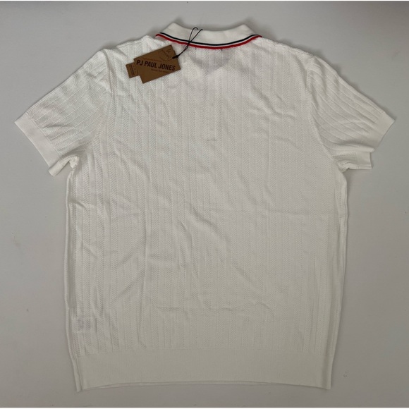 PJ PAUL JONES Mens Knitted Polo Shirts Short Sleeve Textured Pullover Golf Polo - Picture 6 of 9